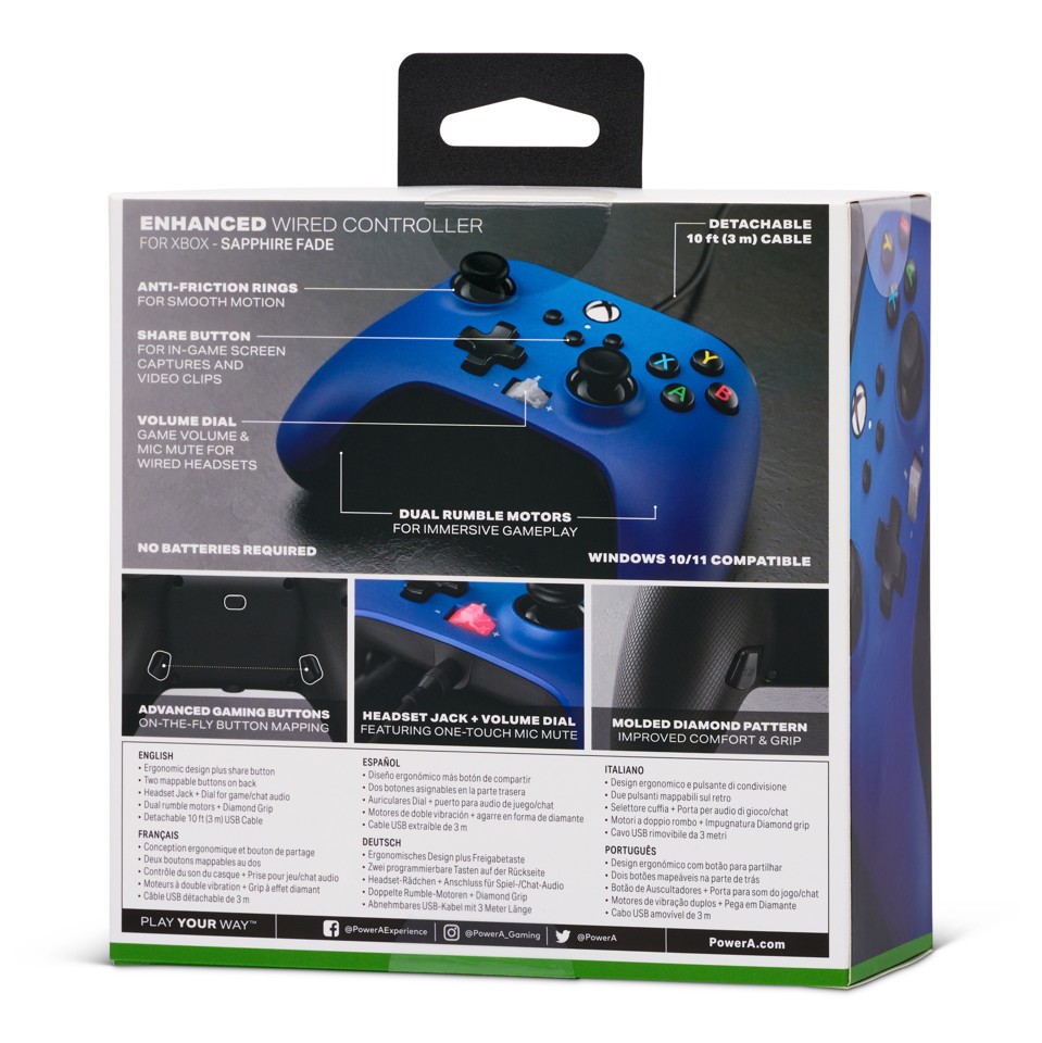PowerA Enhanced Wired Controller - Xbox Series X/S - Sapphire Fade