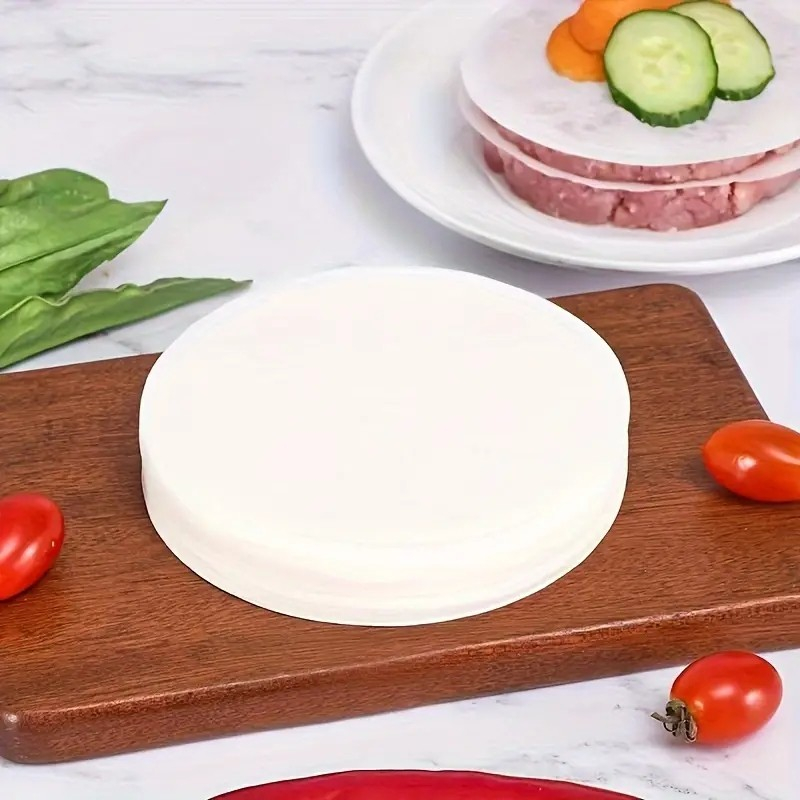 (100er Set) Ø10cm Anti-Haft Burger Patty Trennpapier Backpapier für Burgerpresse - Weiss