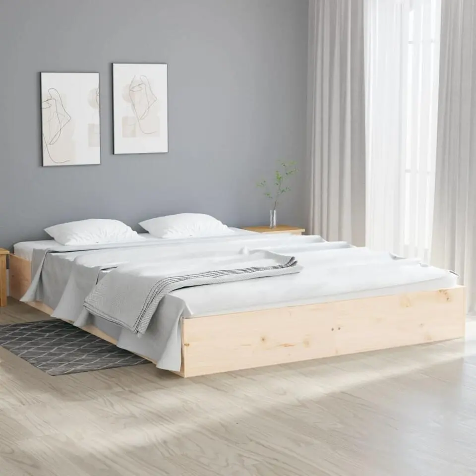 vidaXL - Bed frame pallet met lattenbodem - Naturel- Massief hout - 160x200 cm