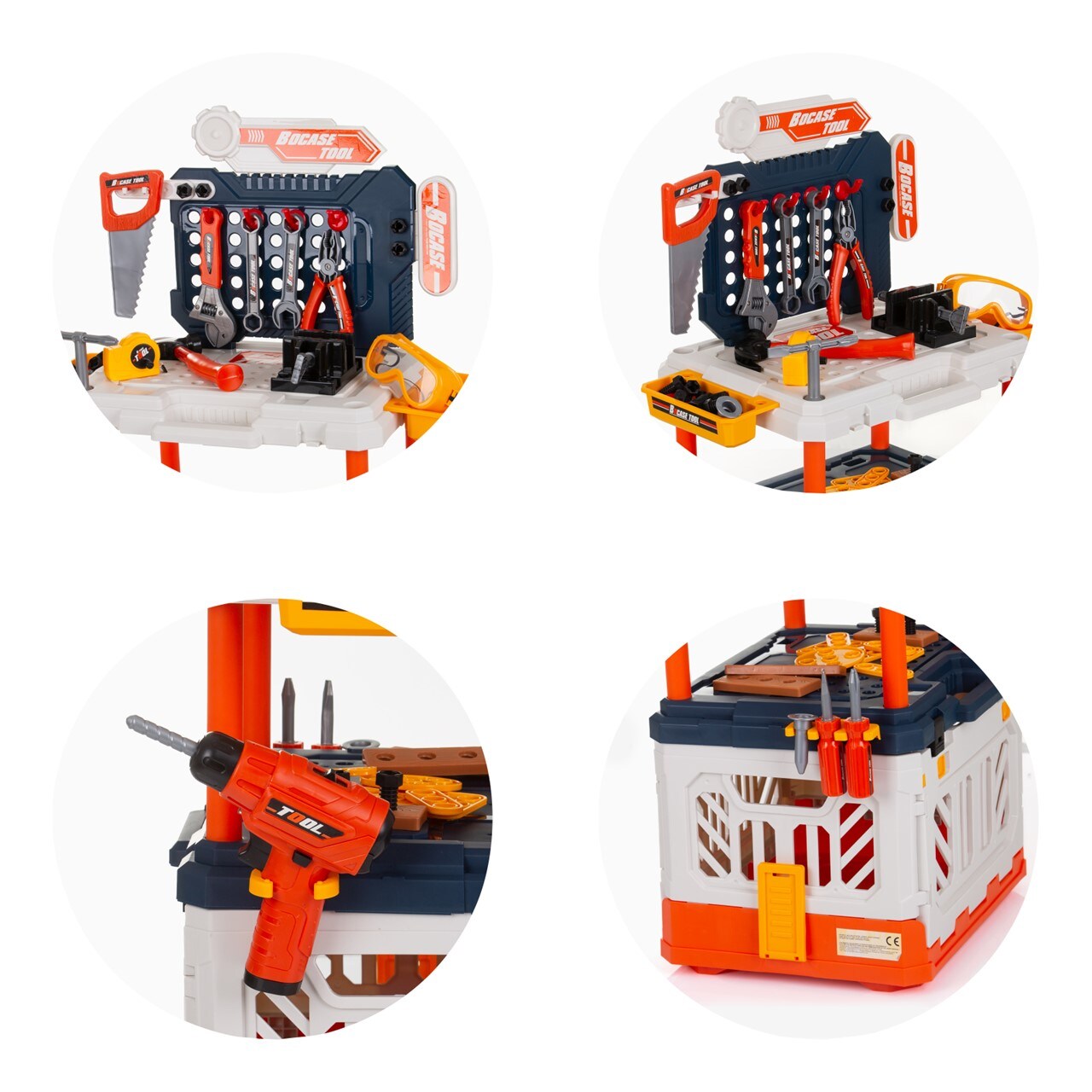 Chipolino 4 in 1 Kinder-Werkbank, 90-teiliges Spielwerkzeugset, Lichteffekte bunt