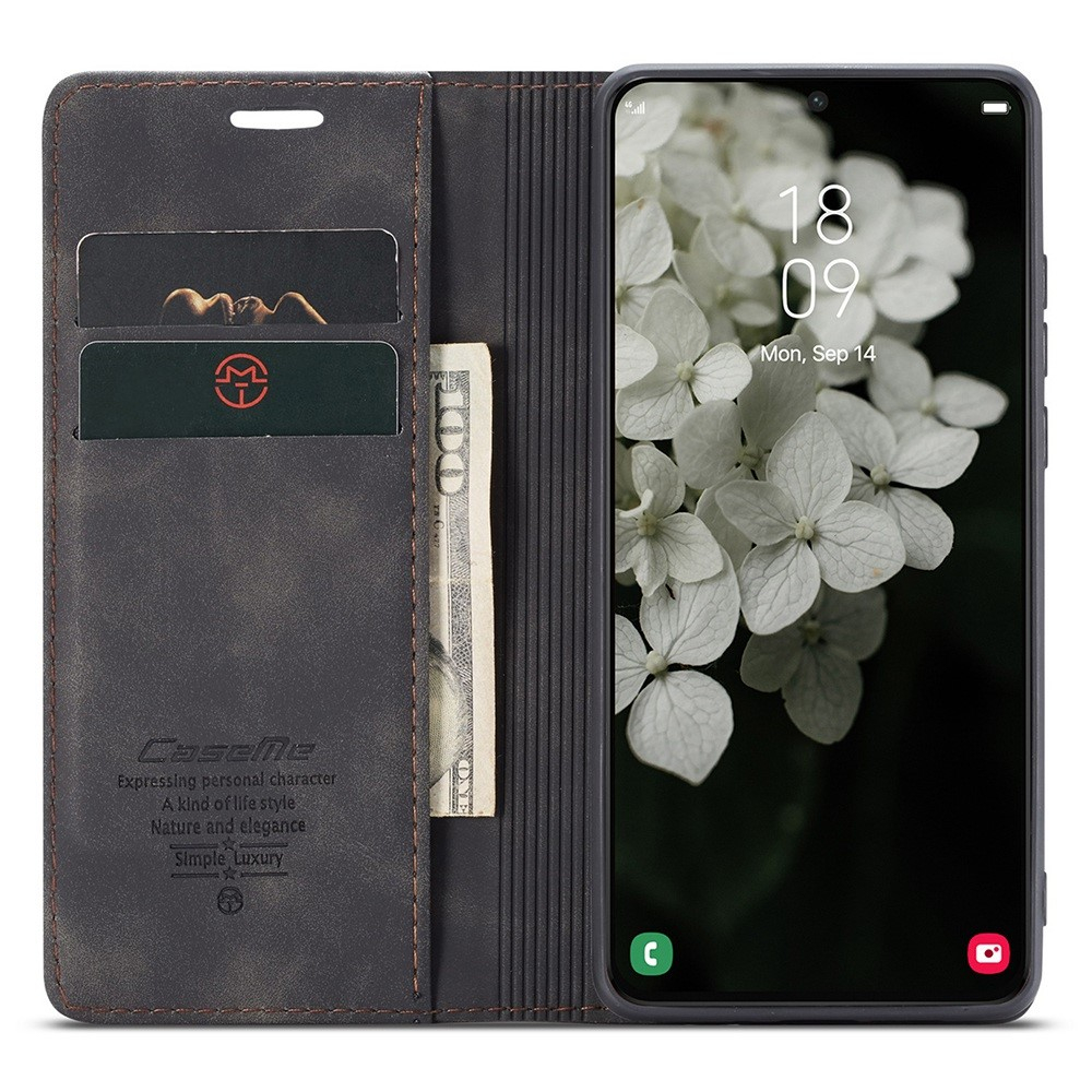 Samsung Galaxy S22 5G Leder Tasche Flip Wallet Etui mit Kartenfächern - Schwarz
