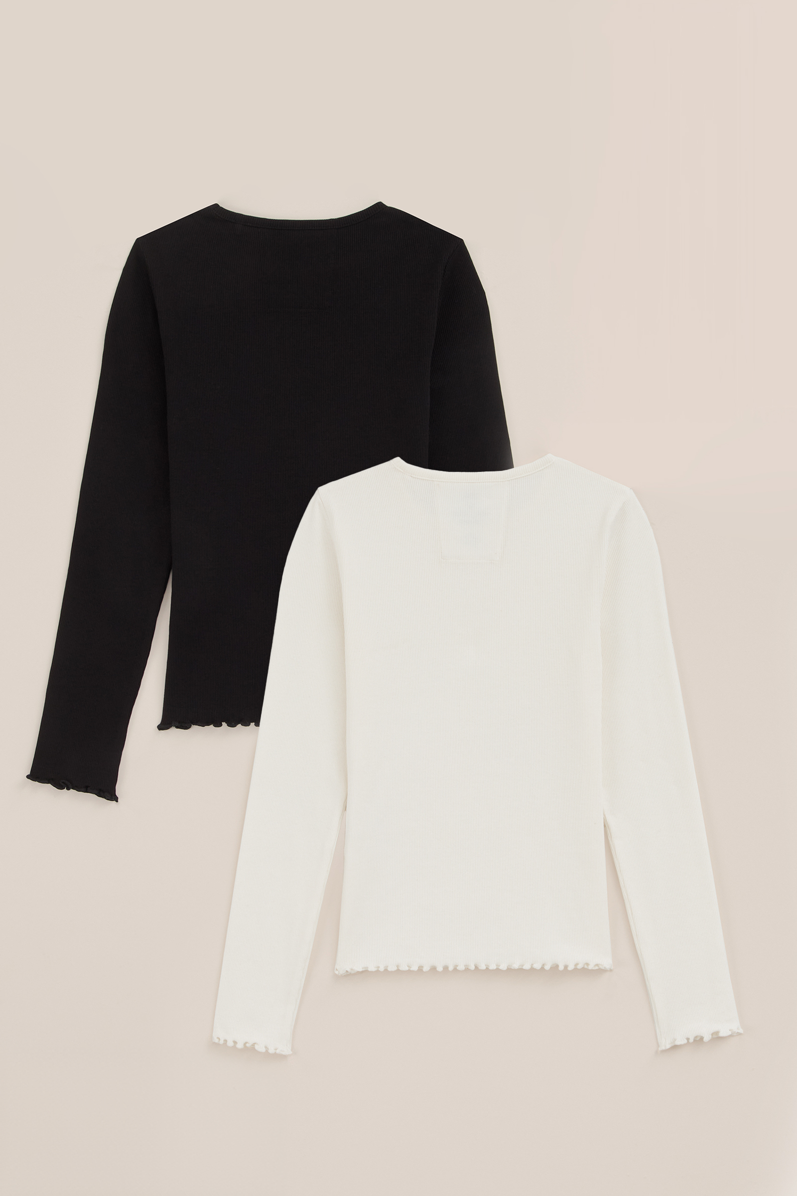 Meisjes geribd T-shirt, 2-pack WE Fashion Zwart