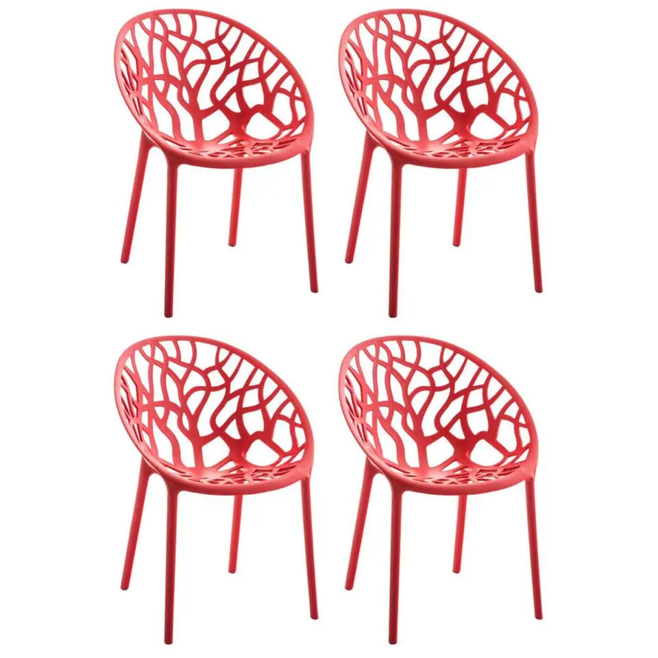 CLP Set van 4 Tuinstoel Hope Kunststof - rood