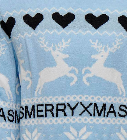 Kids Only Bluse - Strik - KogMerry Xmas - Cashmere Blue/Merry Xm