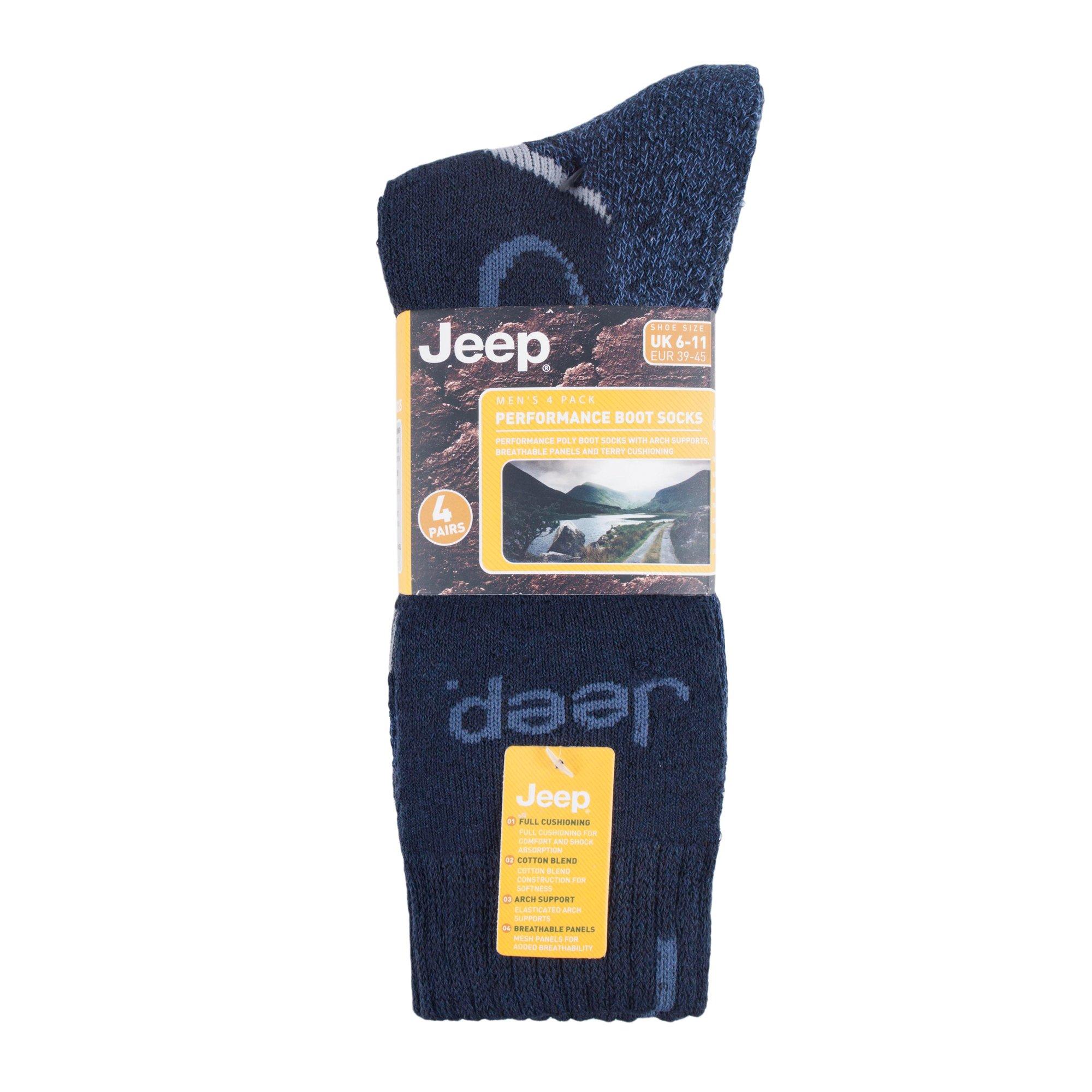 Jeep 4 Pack Performance Boot Socks Mens