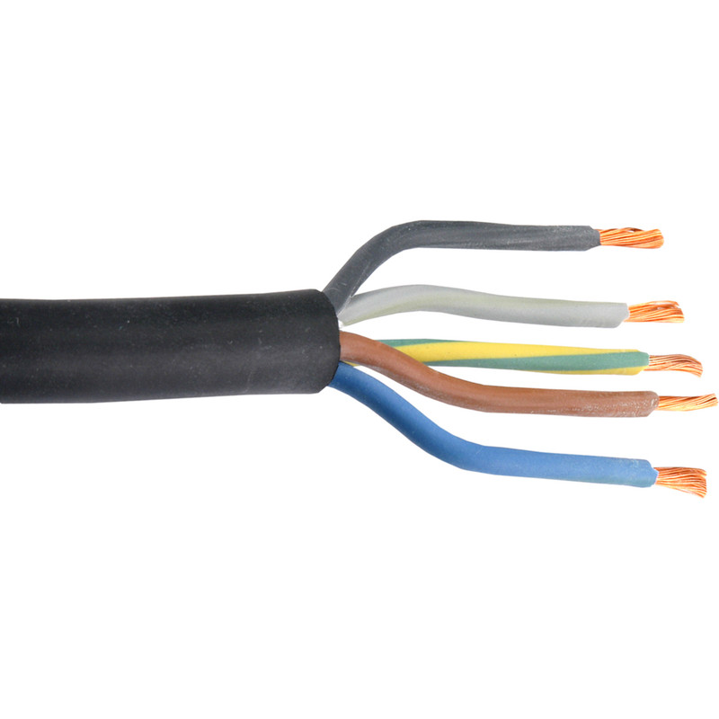 Rubber kabel 2m 5x2.5mm² zwart