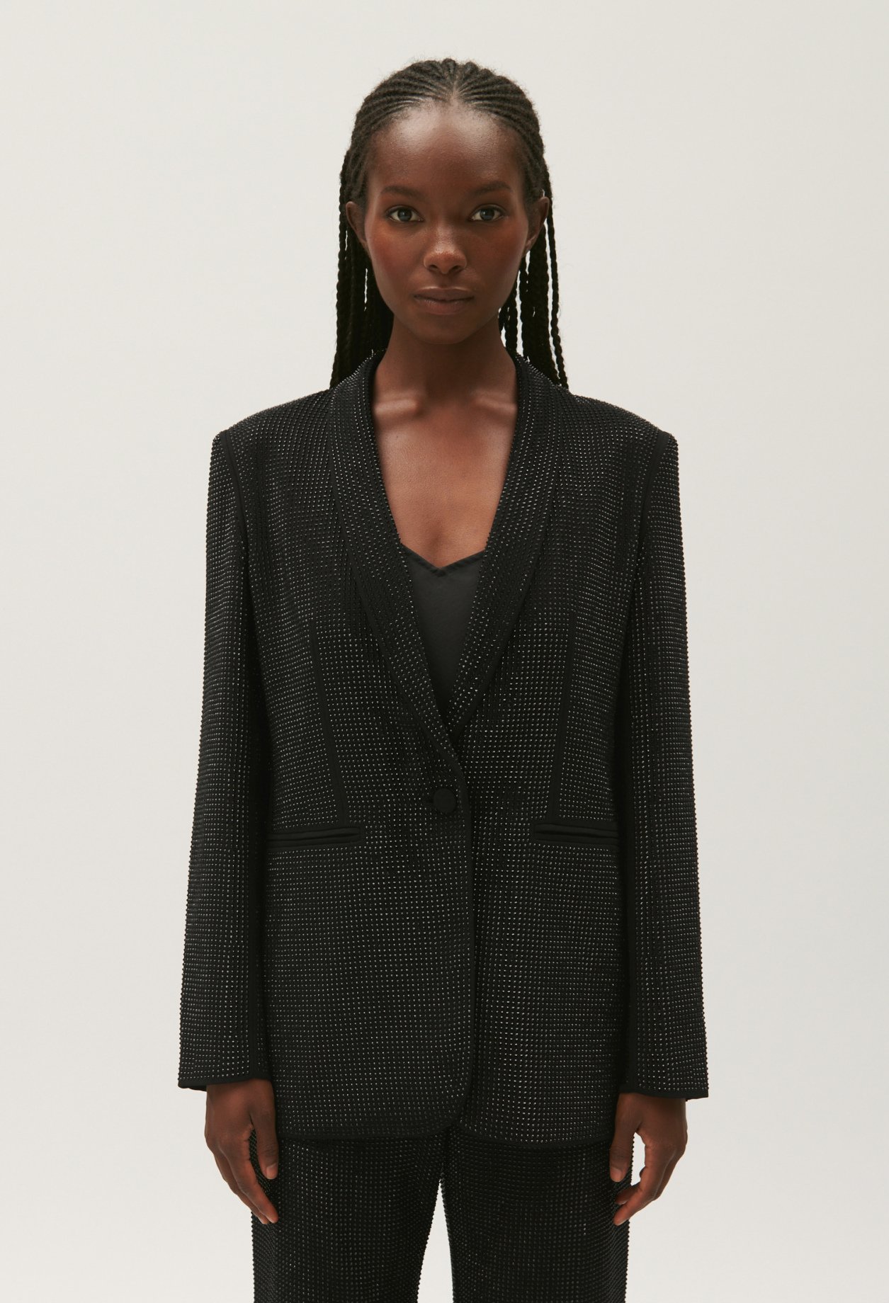 Veste tailleur strass noire
