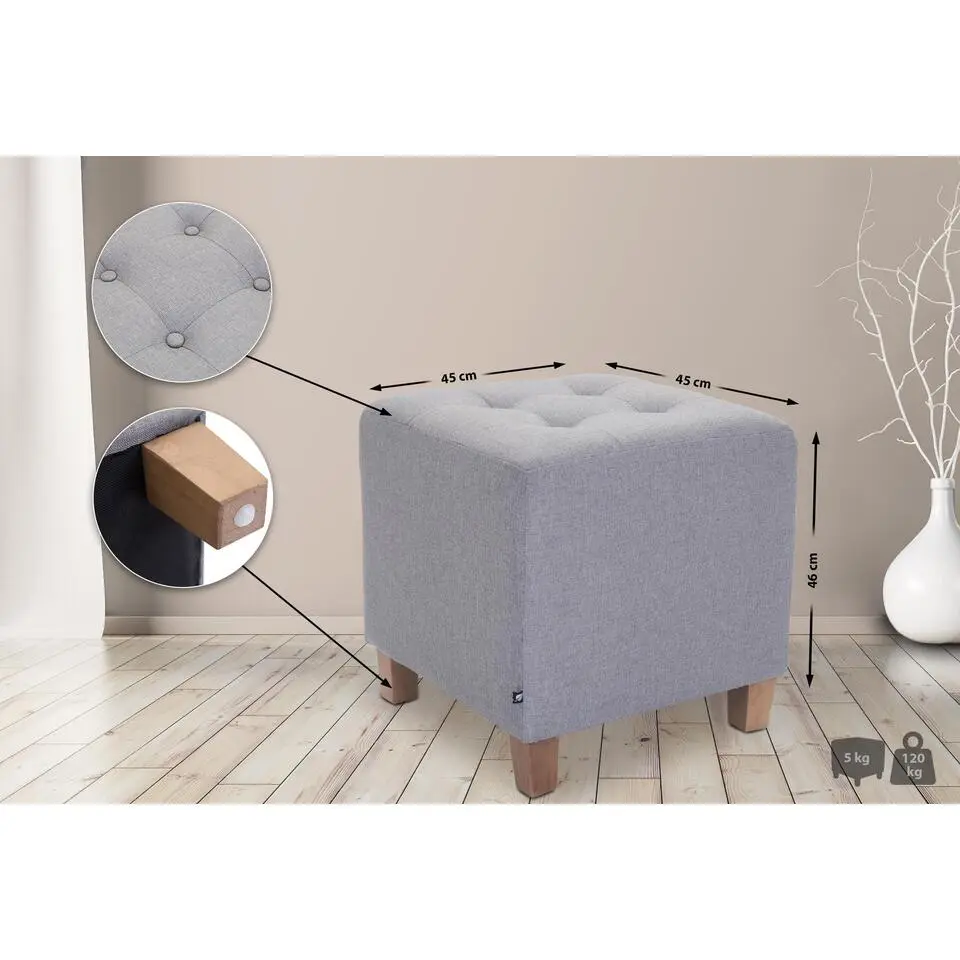 CLP Hocker Pharao antiek licht Frame - Stof - licht grijs