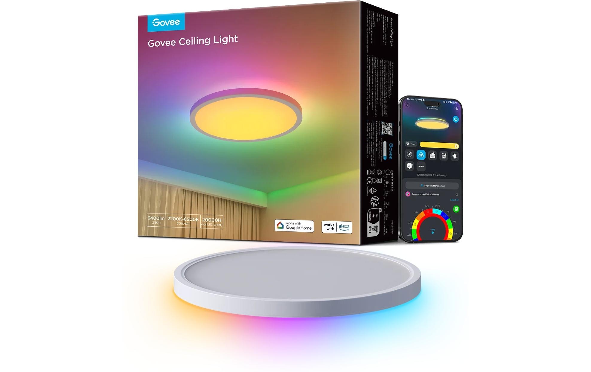 Deckenleuchte 30 cm, 24 W, 2400 lm, RGBWW + RGBICInnovative RGBWW und RGBIC Lichtpaneele