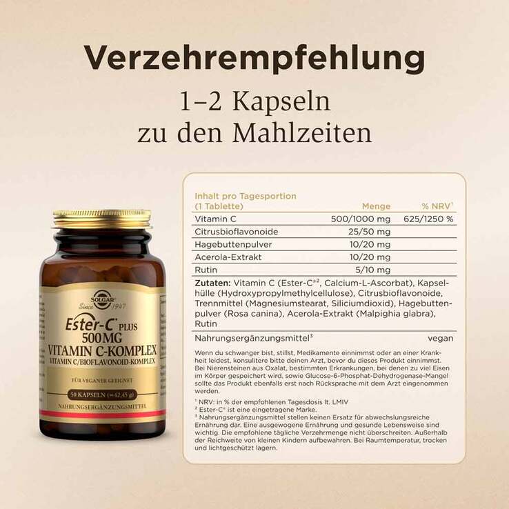 Solgar Ester-C plus 500 mg Kapseln, 50 St