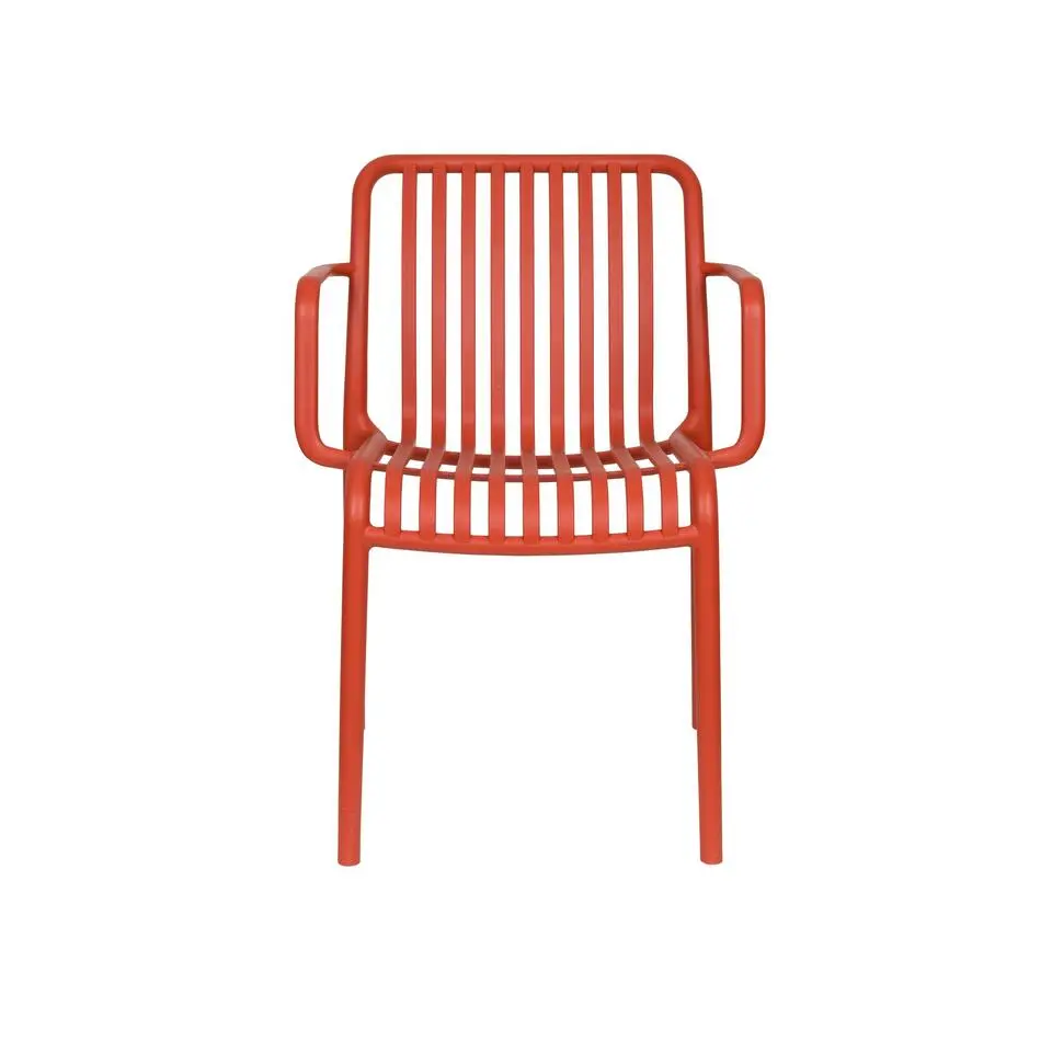 Housecraft Living Mante Tuinstoelen Armleuning Kunststof Terra/ Rood - Set van 4