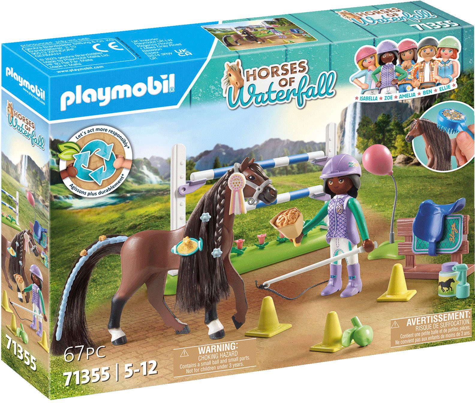 Playmobil® Konstruktions-Spielset »Zoe & Blaze mit Turnierparcours (71355), Horses of Waterfall« teilweise aus recyceltem Material