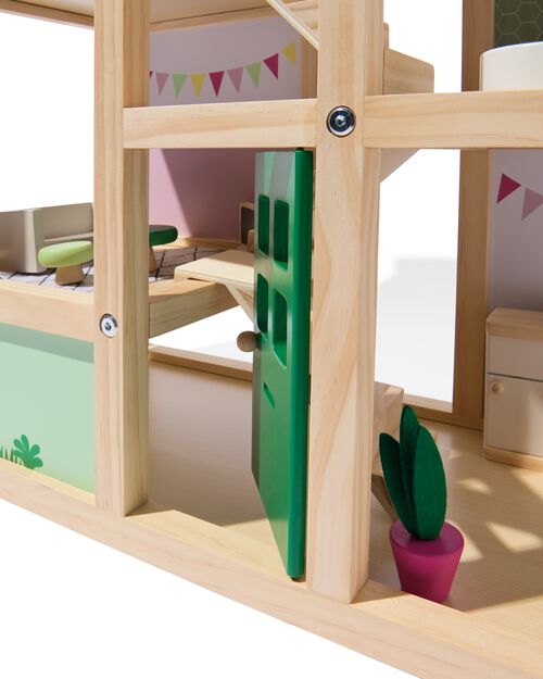 maison de poupée en bois avec meubles 52 x 24 x 61,5