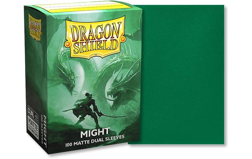 Kartenhülle Dual Matte: Might Standardgrösse Grün 100Deckbox mit 100 Kartenhüllen im Format 63 x 88 mm
