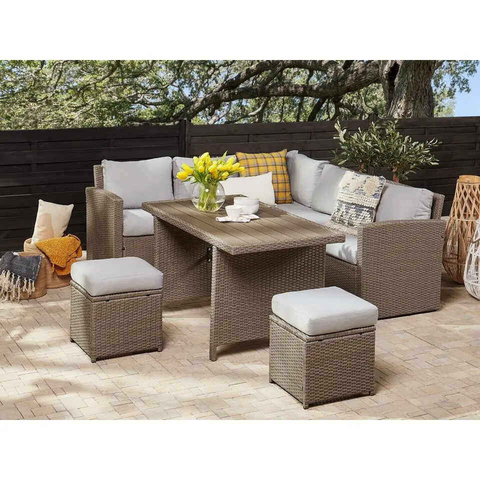 BARDI - Loungeset voor 5 - Natuurlijk - PE rotan