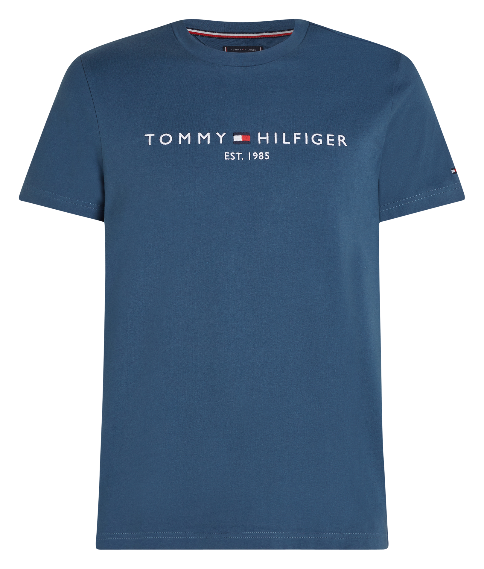 Tee-shirt col rond droit en coton organique | Bleu