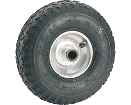 Tarrox luchtbandwiel, tot 200 kg, met metalen velg en blokprofiel, 260 mm, geschikt voor steekwagens en wagens