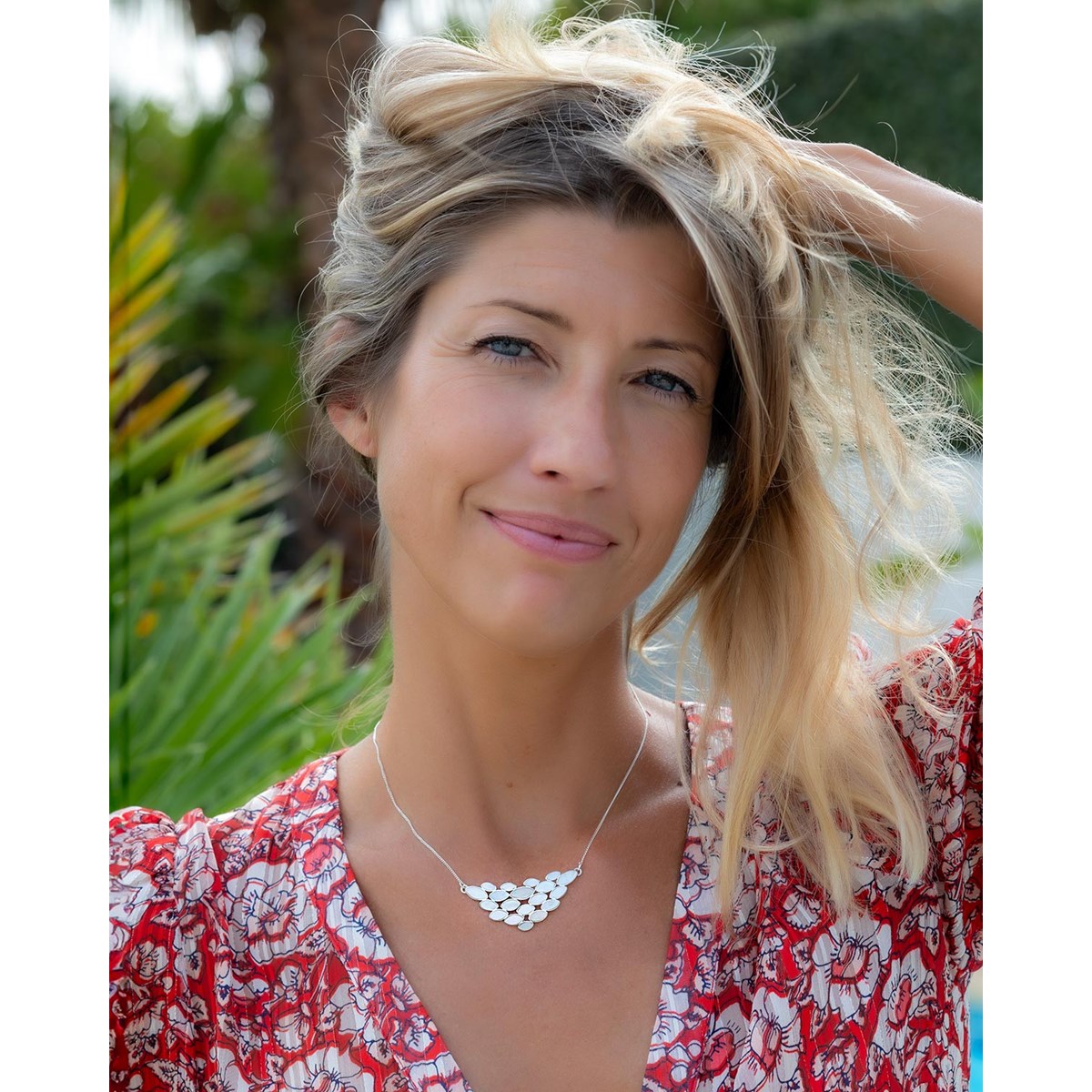 Collier Pétale en Nacre Blanche - Chaîne en Argent 925 | Aden