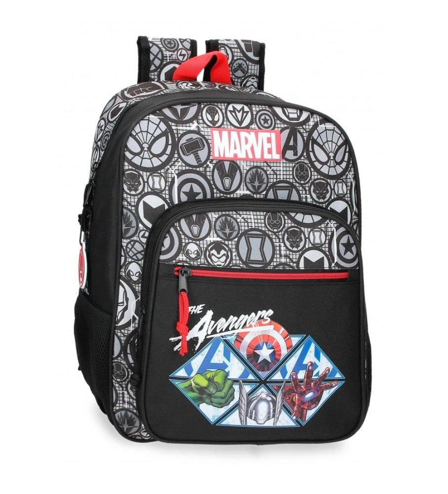 Disney Mochila Escolar Avengers Heroes  adaptable a carro negro -30x38x12cm-