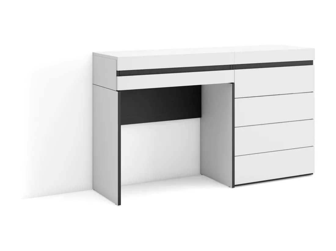 Coiffeuse, 127x35x75 cm, Avec tiroir, Commode, Buffet, Blanc