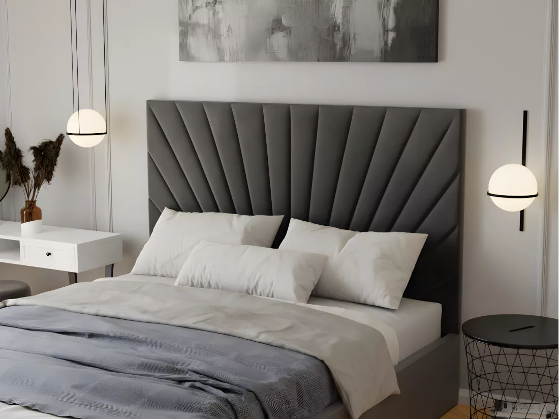 Lit coffre 140 x 190 cm - Velours - Gris anthracite - RILIODA de Pascal Morabito