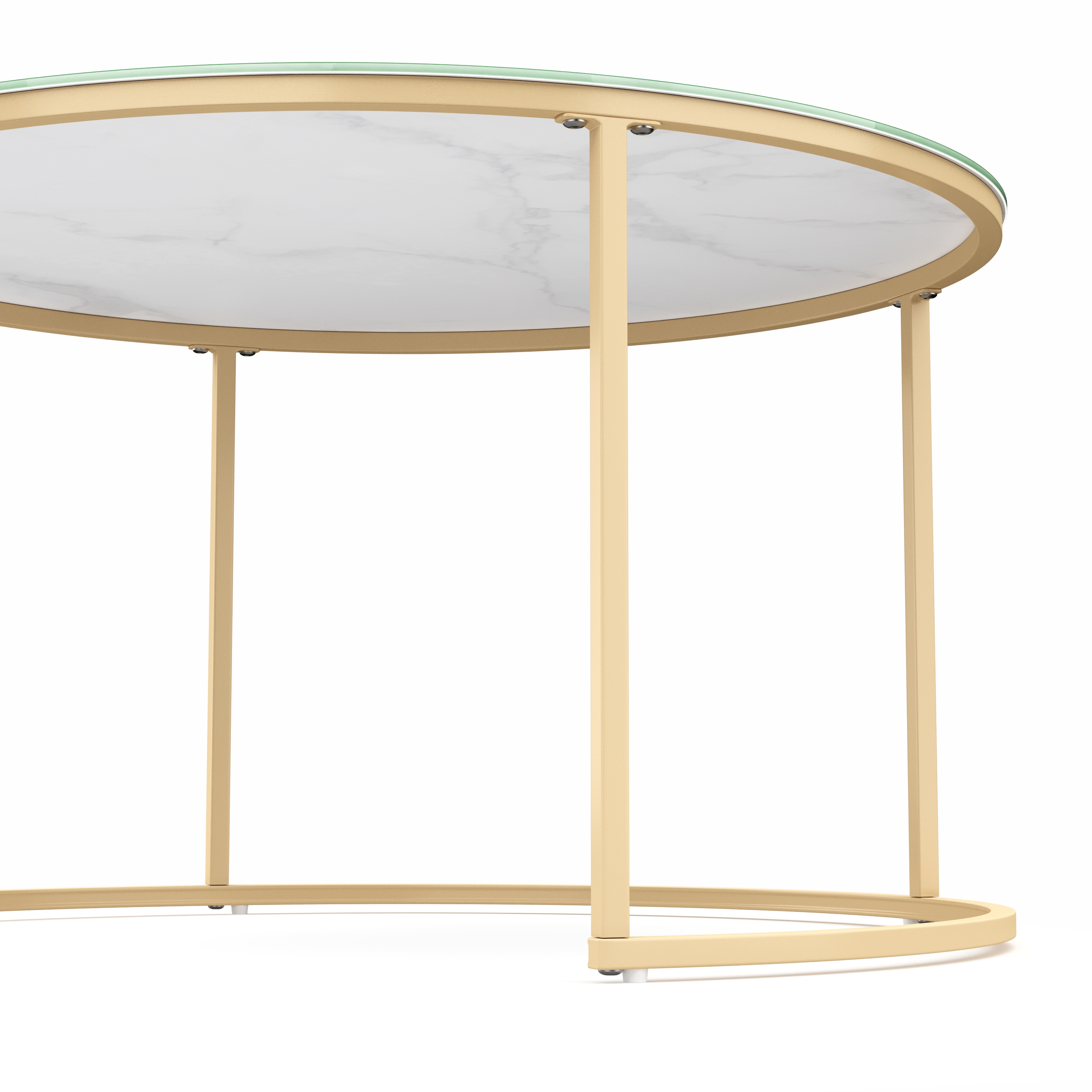Beistelltisch Glas AMAYA rund 2-teilig weiss/gold