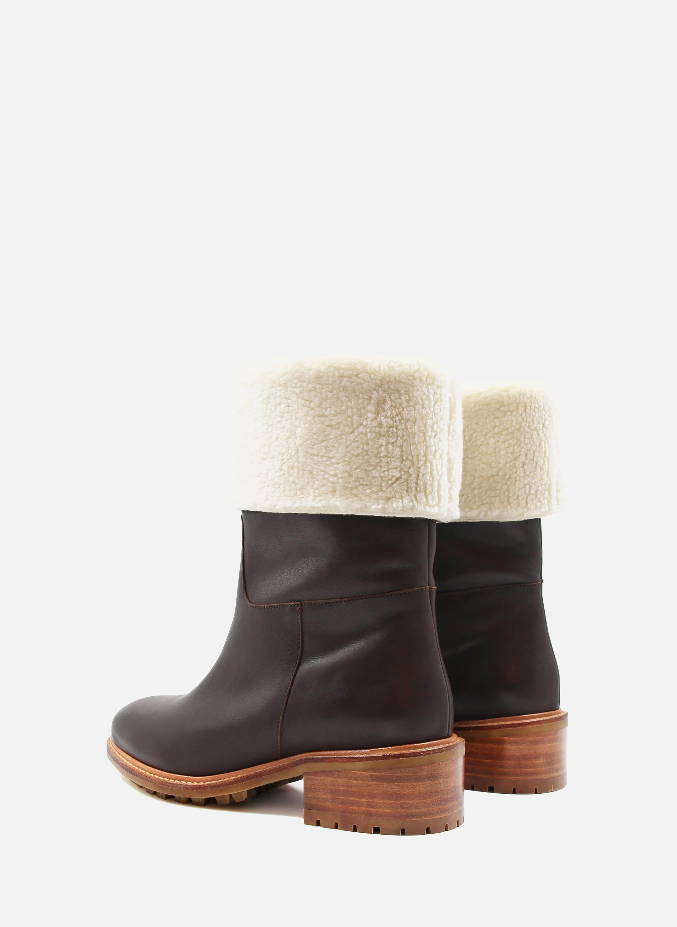 Bottes fourrées cuir lisse | Marron