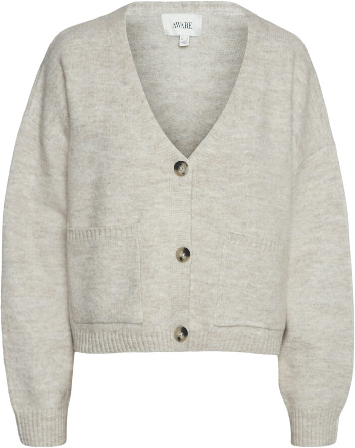 Vero Moda VMGEMMA LS V-NECK KNIT CARDIGAN VMA Plaza taupe