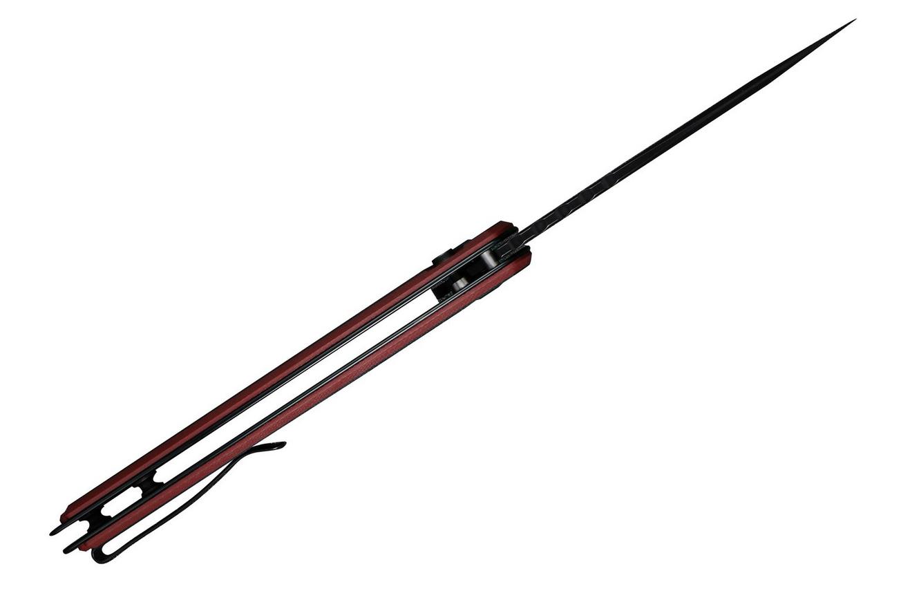 SENCUT Squiggy S24082A-3 Black Coating, Black/Burgundy G10, zakmes