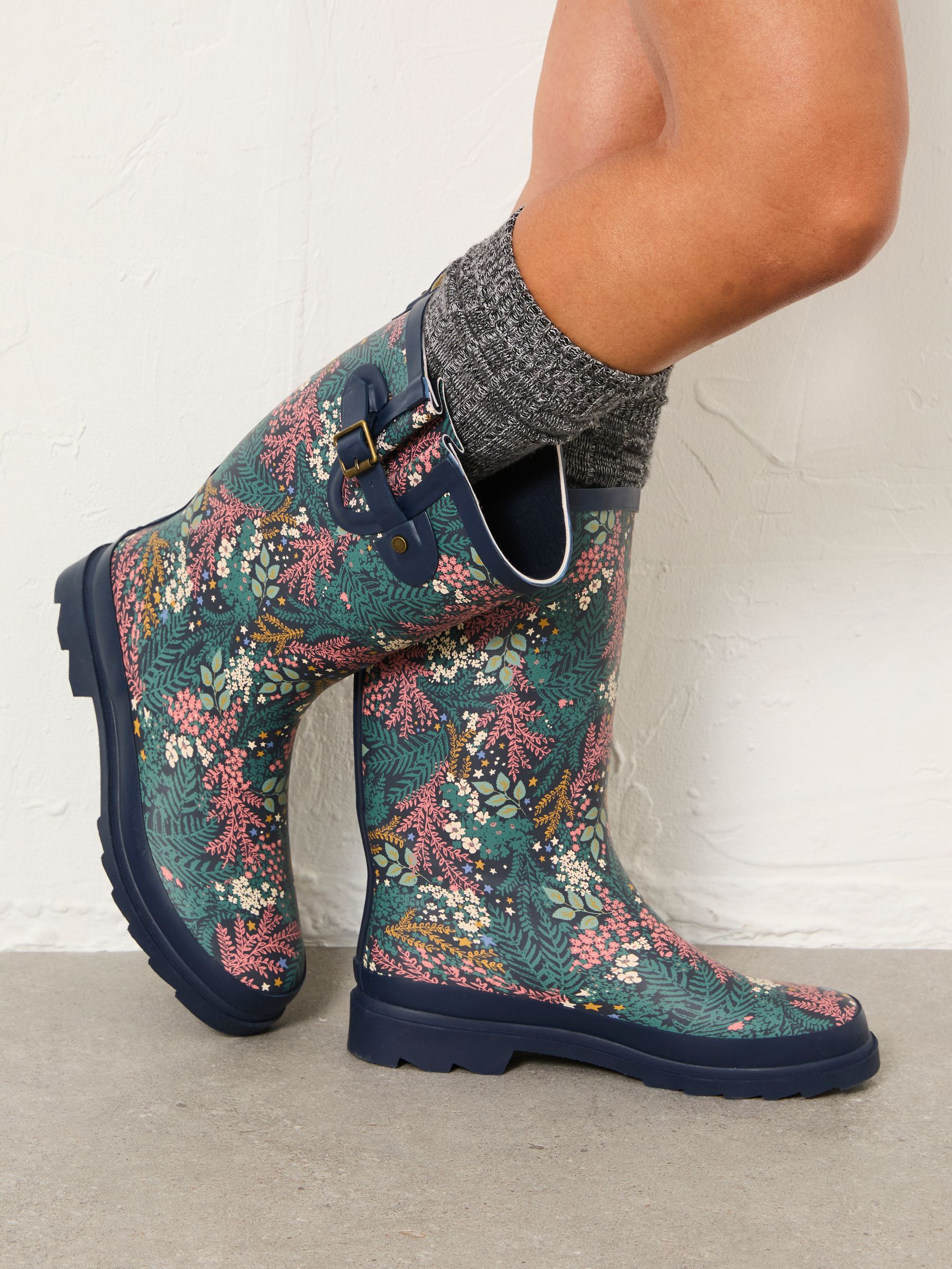 Marineblauw - FatFace Rubber Printed Welly