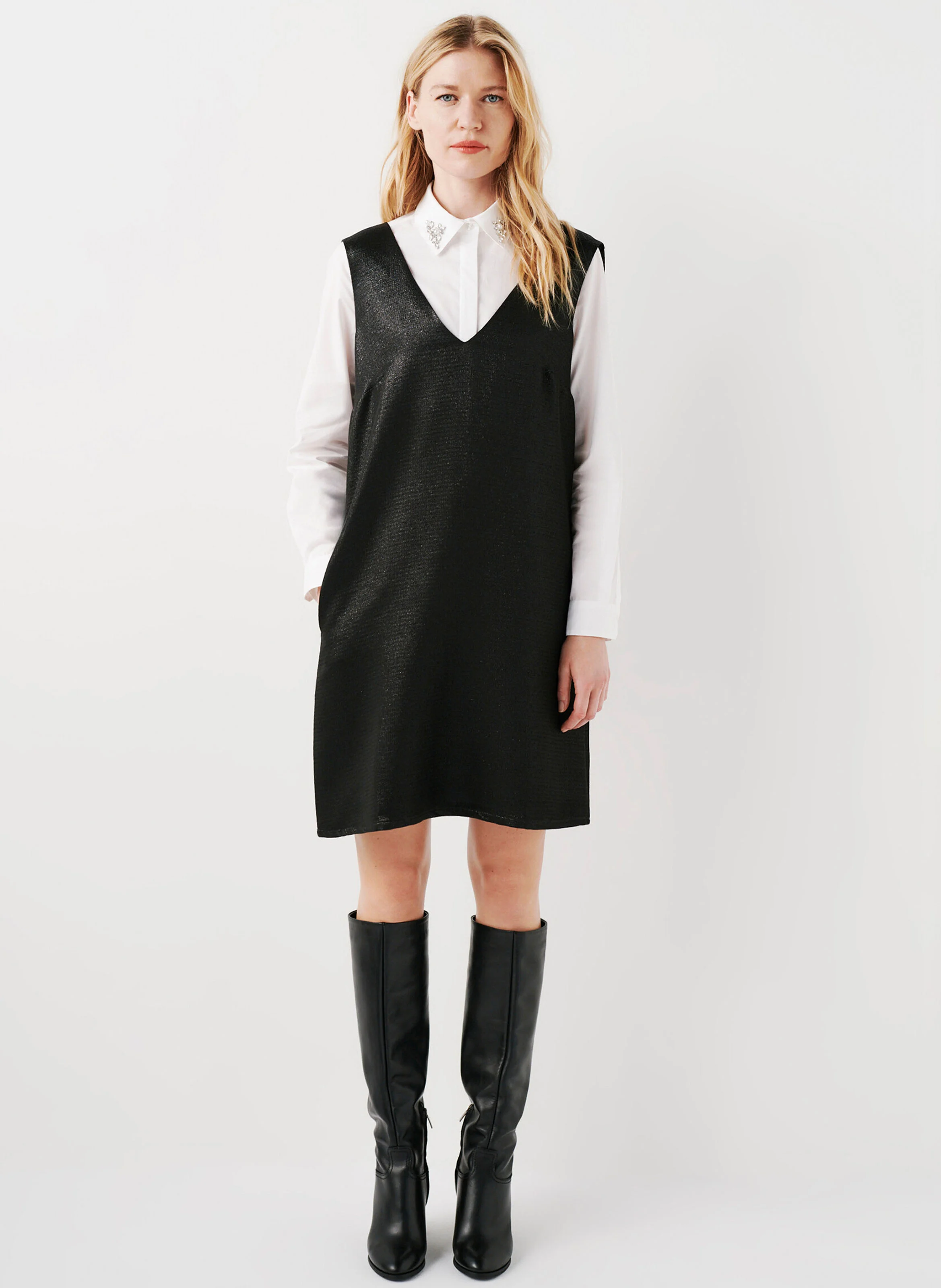 RMADISON - Robe courte col V | Noir