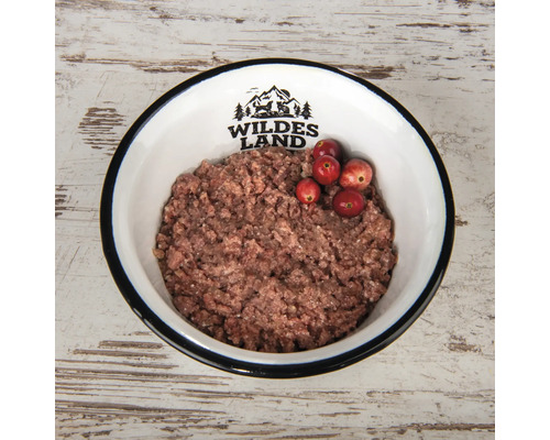 WILDES LAND natvoer voor katten, kalf en eend met veenbessen, met waardevolle superfoods, graanvrij, glutenvrij, 100 g