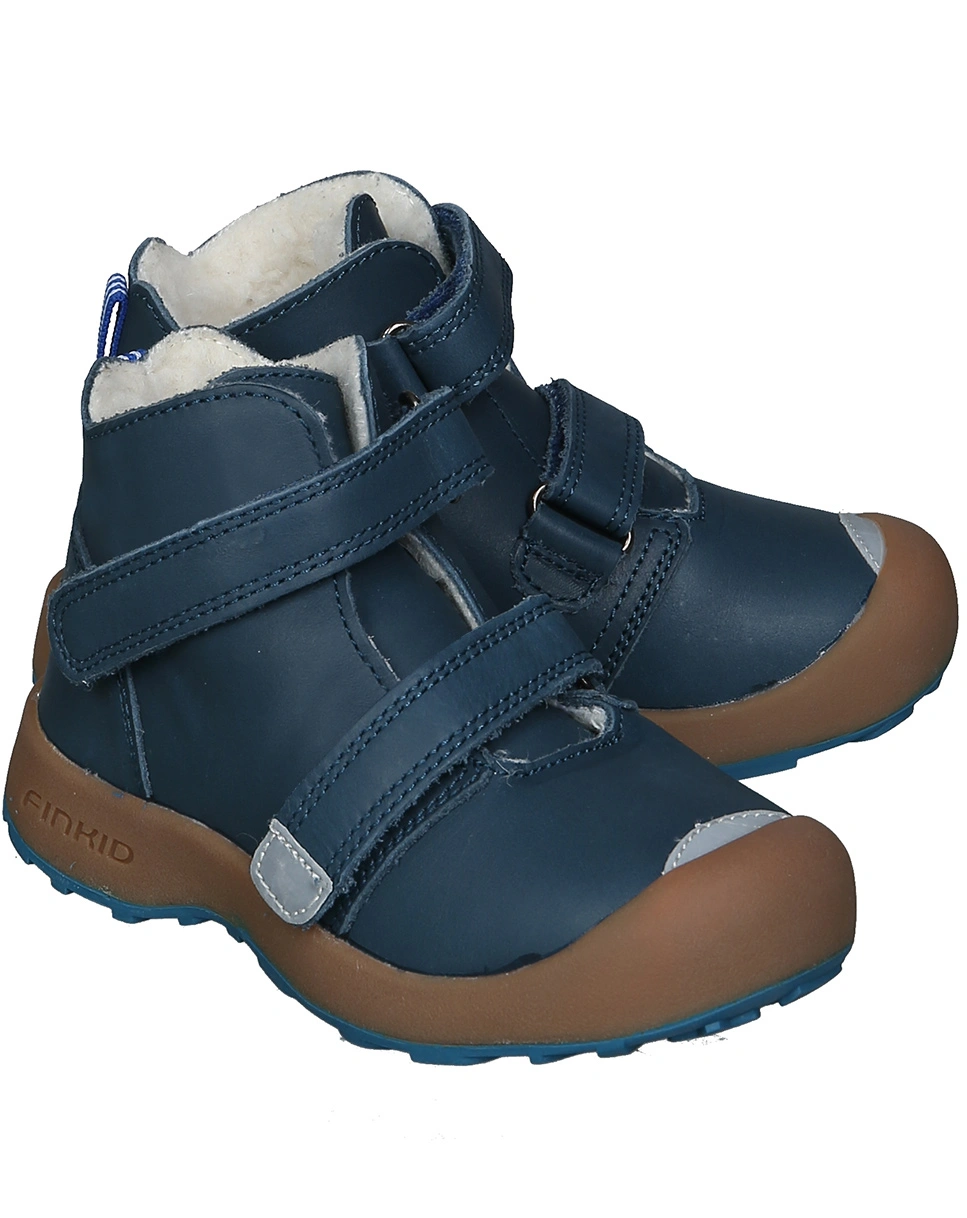 Leder-Klettboots TASSU in navy/seaport