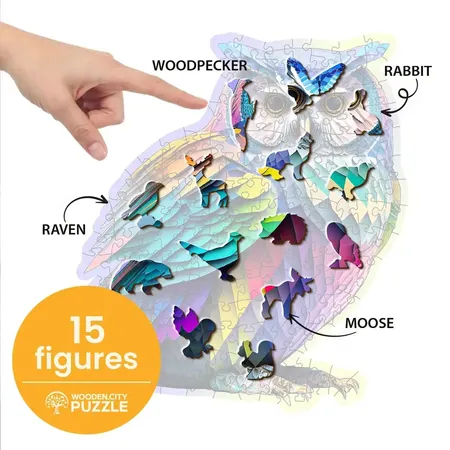 Wooden City Puzzle aus Holz - Trendy Owl, 150 Teile