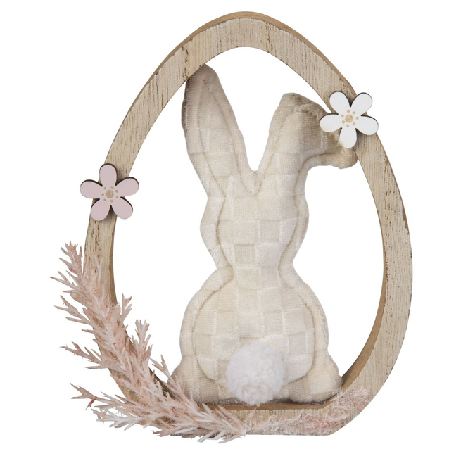 Standdeko - Hase in Ei mit Trockenblumen - ca. 11 x 2 x 14 cm