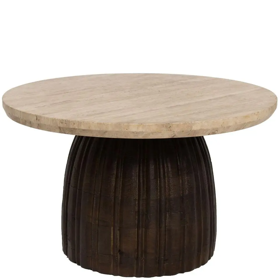 Salontafel Rond - Bruin - Travertin - 60cm - Salontafel Juan