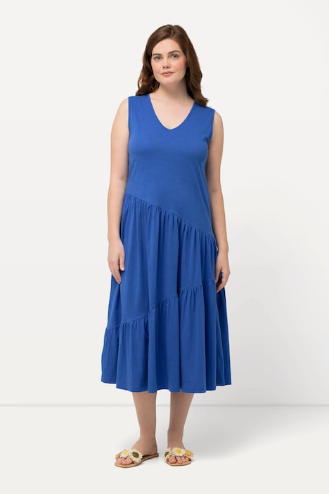 Midikleid, A-Linie, V-Ausschnitt, ärmellos, Biobaumwolle