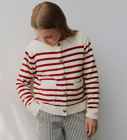 Sofie Schnoor Cardigan - Strick - Off White/Rot
