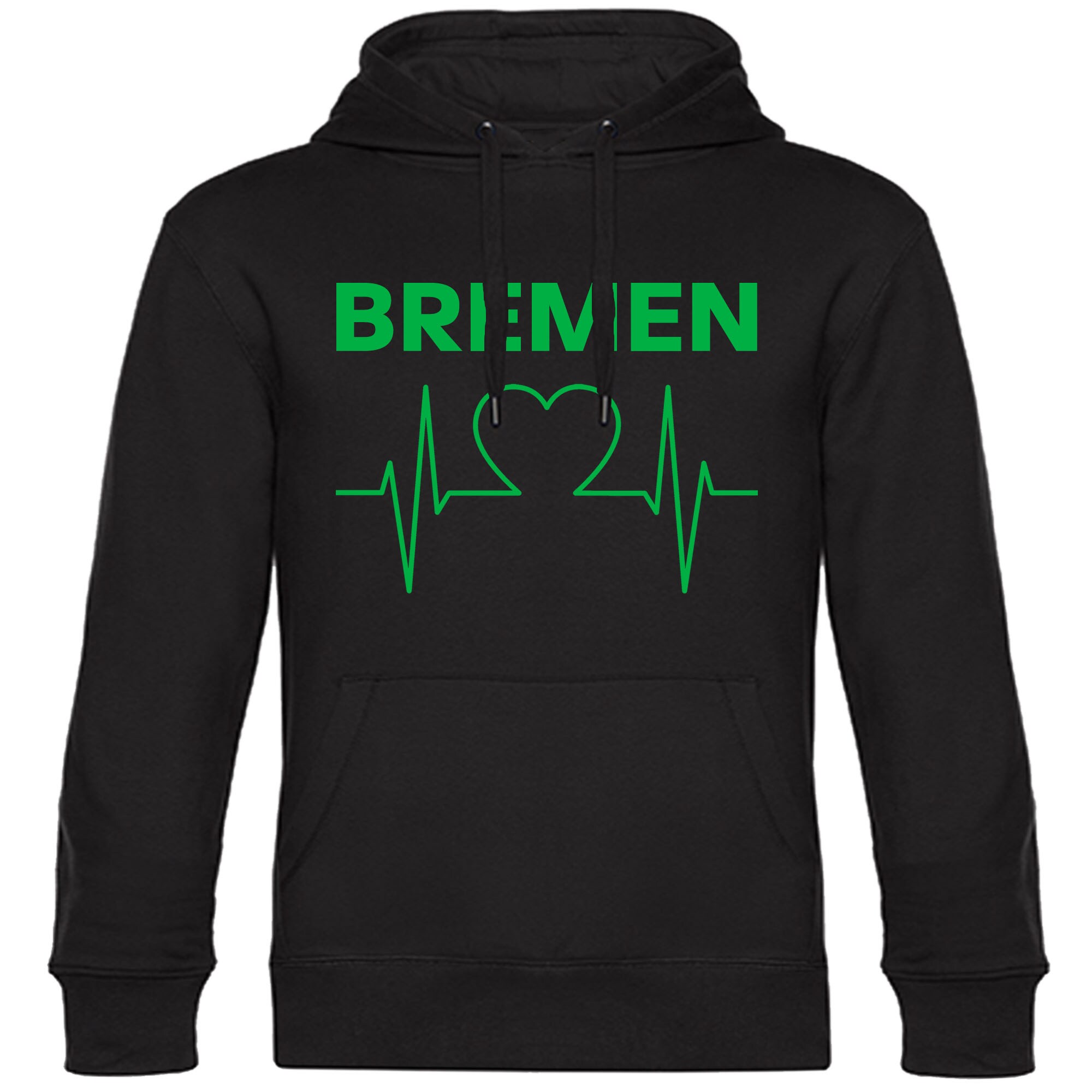 multifanshop® Kapuzen Sweatshirt - Bremen - Herzschlag - Druck grün