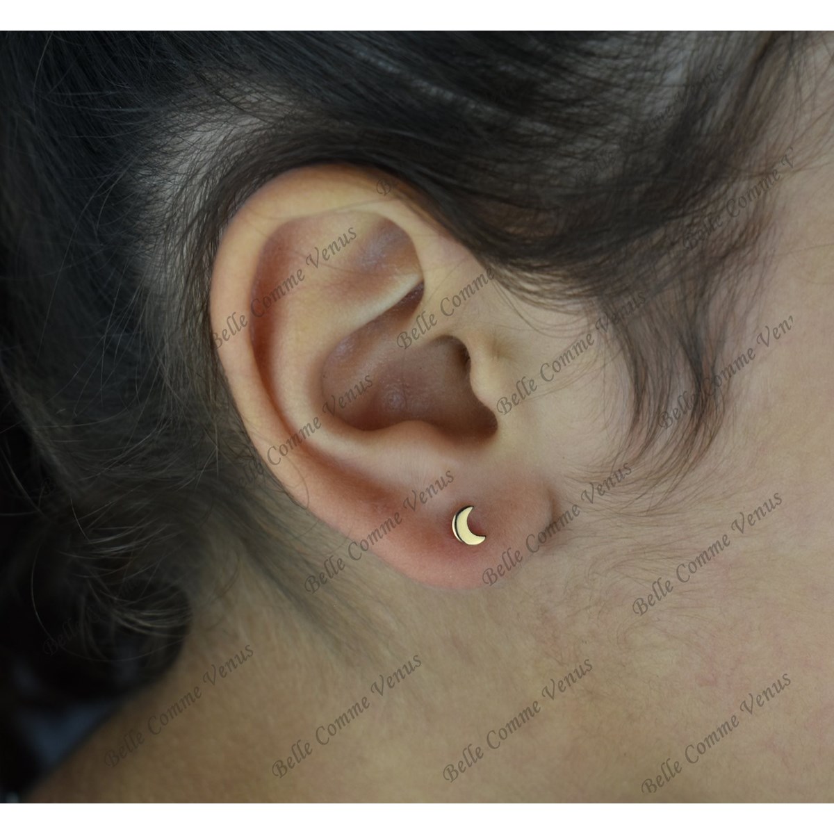 Boucles d'oreilles croissant de lune Plaqué OR 750 3 microns