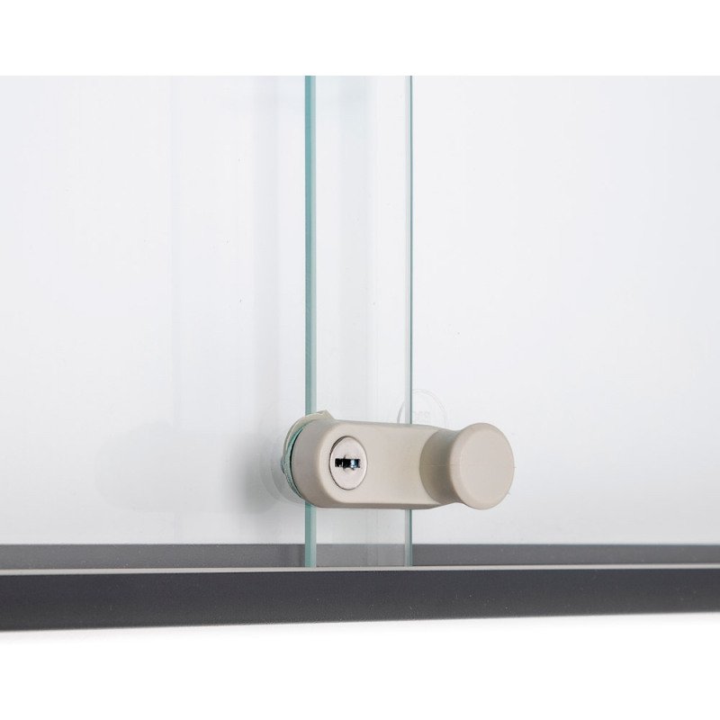 Vitrine d'affichage intérieur Slim fond acier laqué porte coulissante