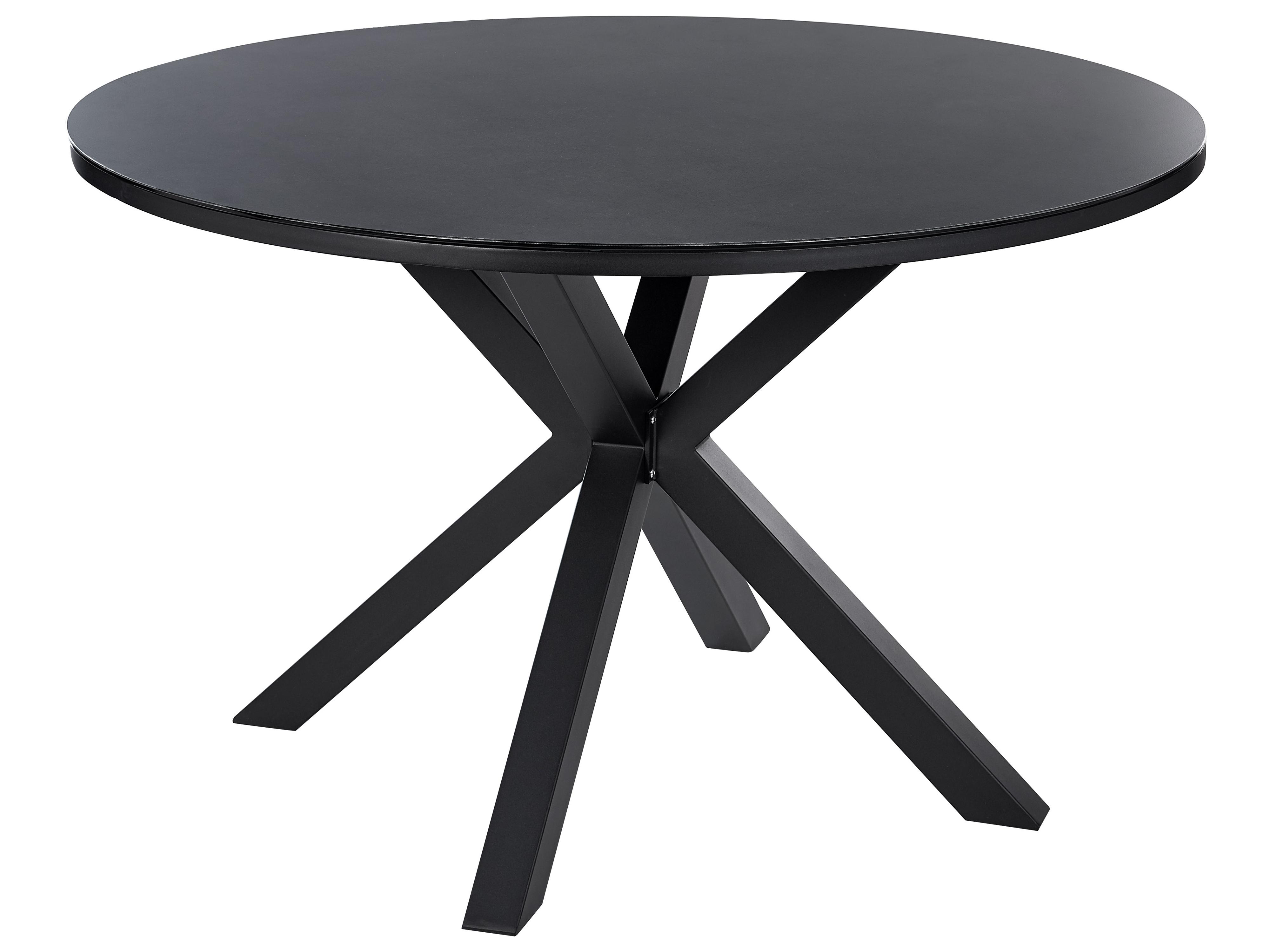 Tuin eettafel MALETTO 120 cm 120 cm Glas Zwart
