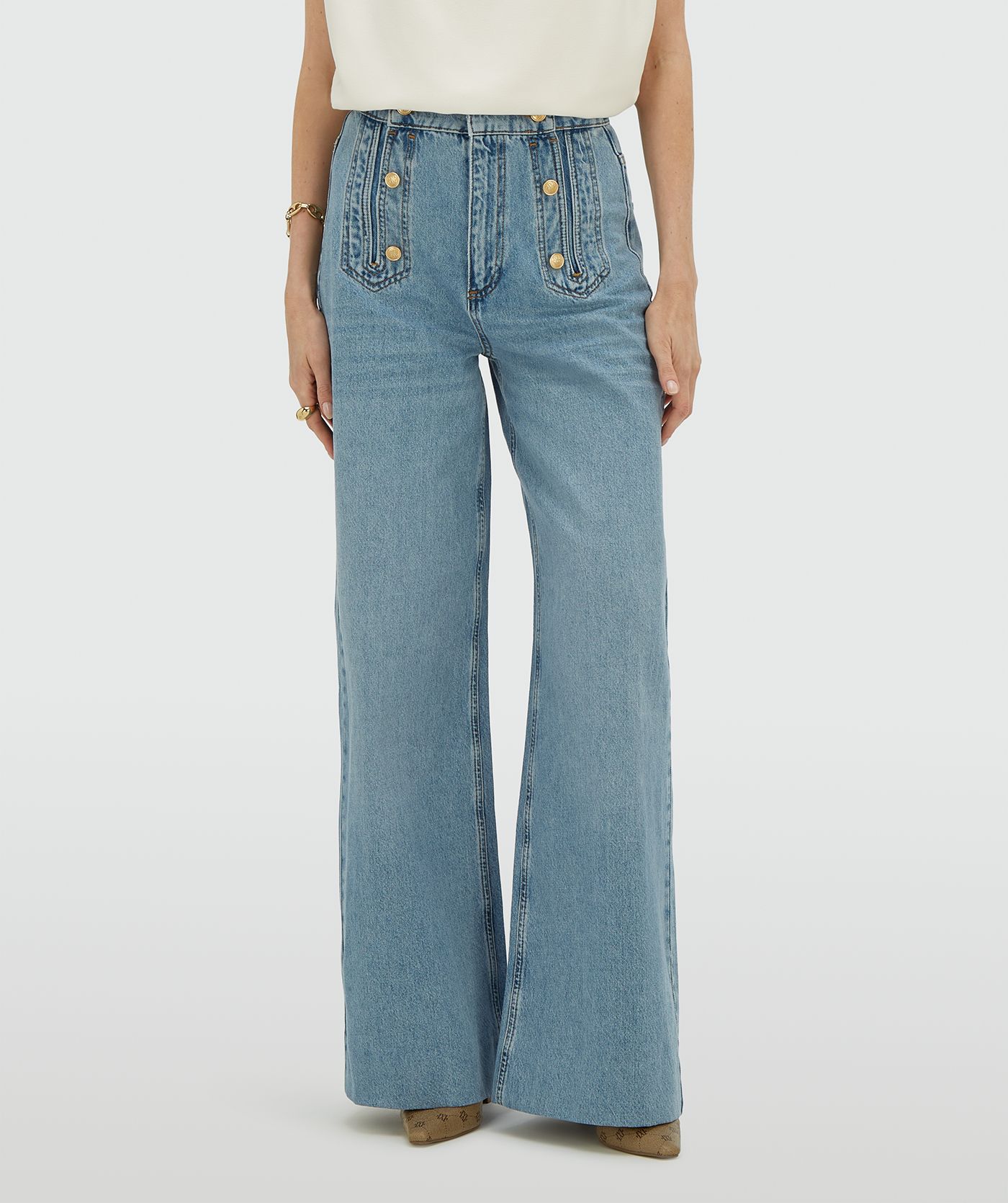 JV-RUMO high waisted wide leg jeans - light blue denim