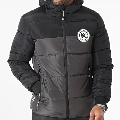 Doudoune Capuche Noir Gris