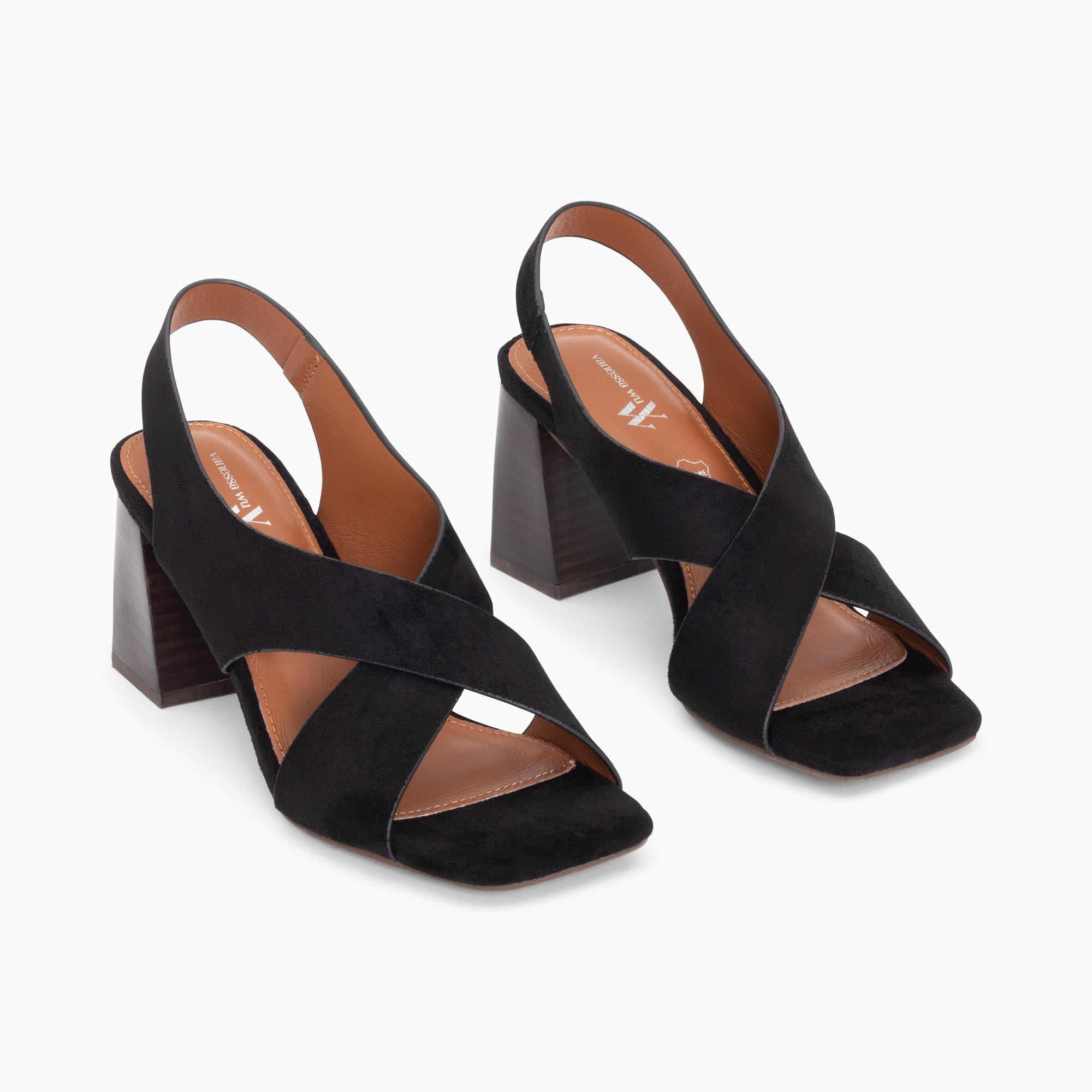 Sandales à talon, Compensées-Sandales Maxinne noires à brides croisées et talon haut
