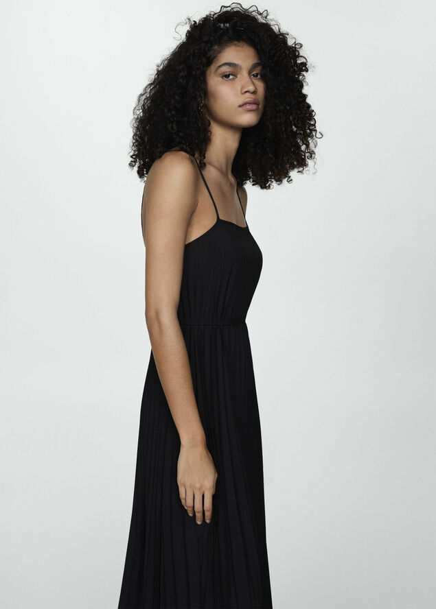 MANGO Pleated dress with bow Black