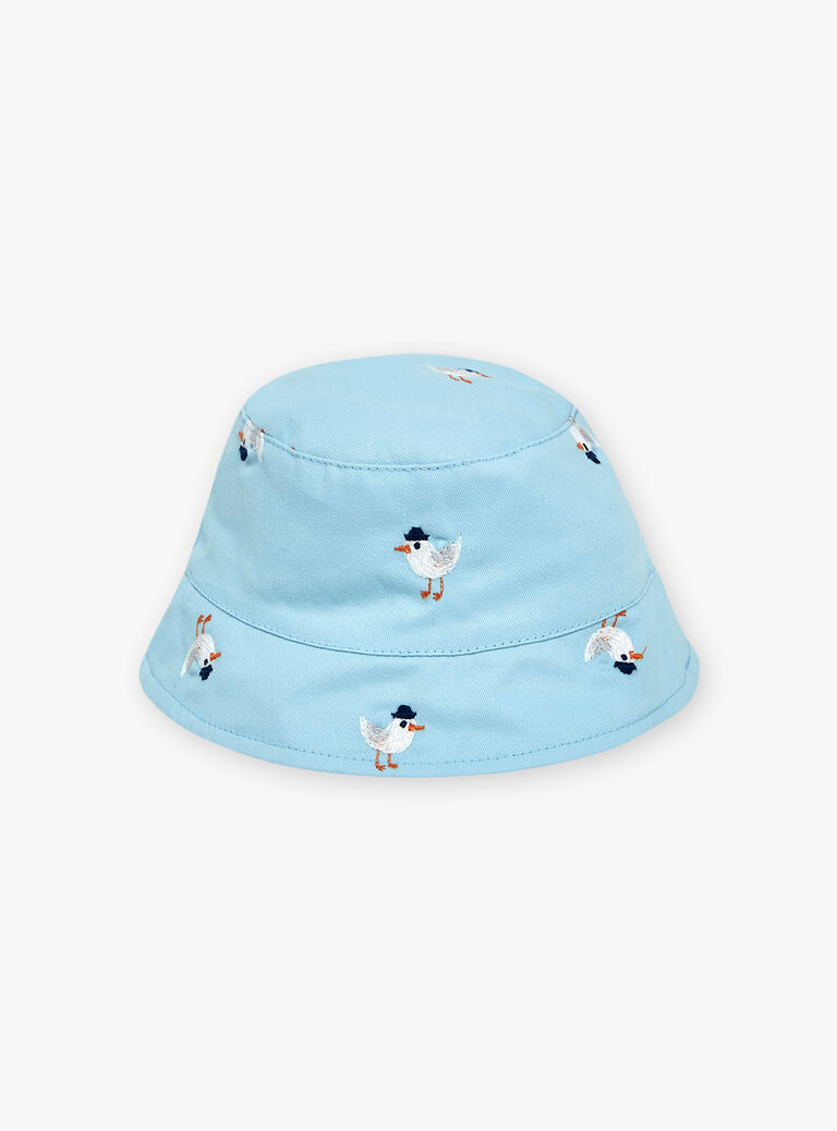 Bob bleu ciel en twill à imprimé oiseau