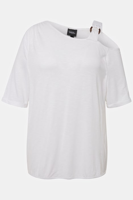 T-Shirt, Cut-Out, gekräuselte Schulter, Halbarm