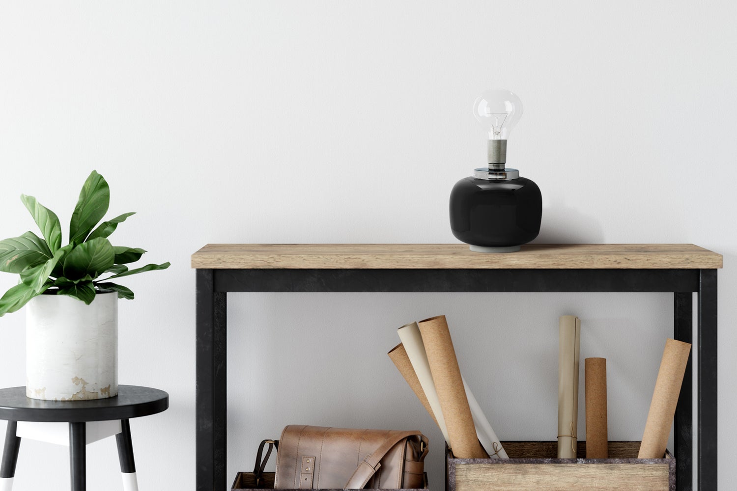 Decoratieve tafellamp, zwart en zilver, nachtkastje woonkamerlamp, 25 cm | Woonkamer eetkamerlamp