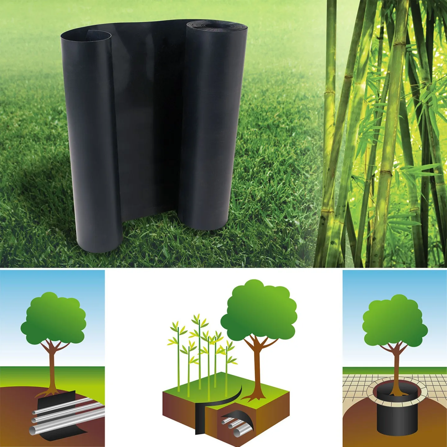 Barrière anti-racines bambou 5m 800gr anti-rhizomes H.60 cm